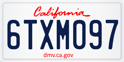 CA license plate 6TXM097