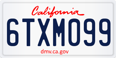 CA license plate 6TXM099