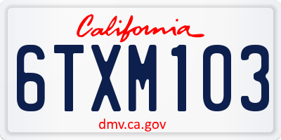 CA license plate 6TXM103