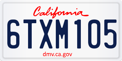 CA license plate 6TXM105