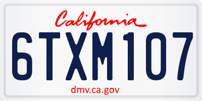 CA license plate 6TXM107