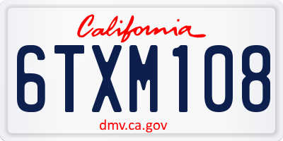 CA license plate 6TXM108