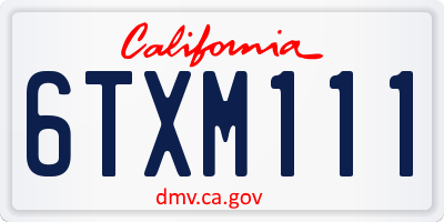 CA license plate 6TXM111