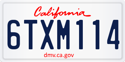 CA license plate 6TXM114