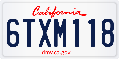 CA license plate 6TXM118