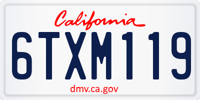 CA license plate 6TXM119
