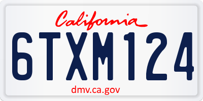 CA license plate 6TXM124
