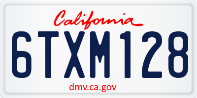CA license plate 6TXM128