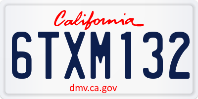 CA license plate 6TXM132