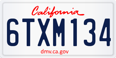 CA license plate 6TXM134
