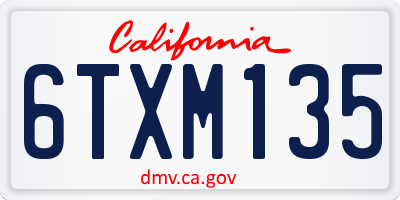 CA license plate 6TXM135