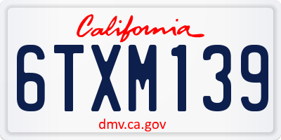 CA license plate 6TXM139