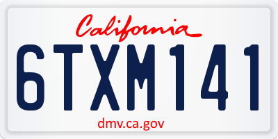 CA license plate 6TXM141