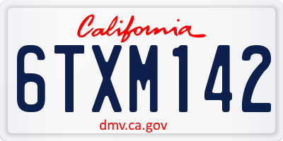 CA license plate 6TXM142