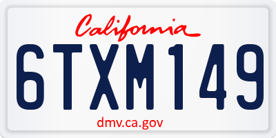 CA license plate 6TXM149