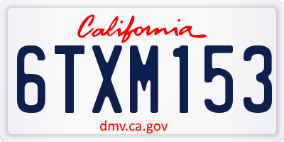 CA license plate 6TXM153