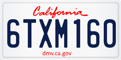 CA license plate 6TXM160