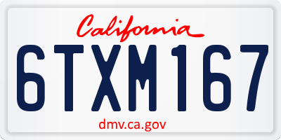 CA license plate 6TXM167