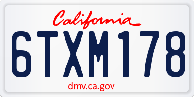 CA license plate 6TXM178