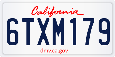 CA license plate 6TXM179