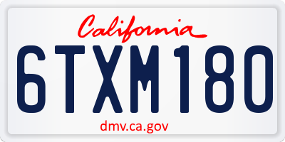 CA license plate 6TXM180