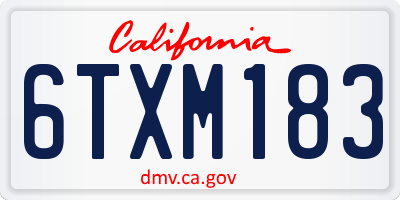 CA license plate 6TXM183