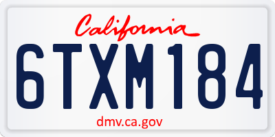 CA license plate 6TXM184