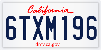 CA license plate 6TXM196