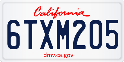 CA license plate 6TXM205