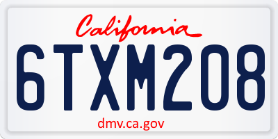 CA license plate 6TXM208