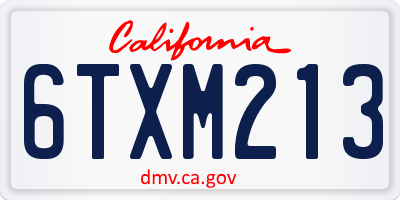 CA license plate 6TXM213