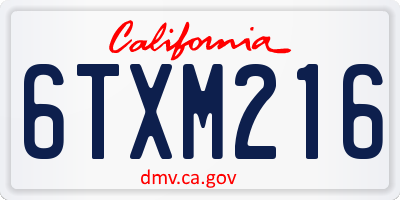 CA license plate 6TXM216