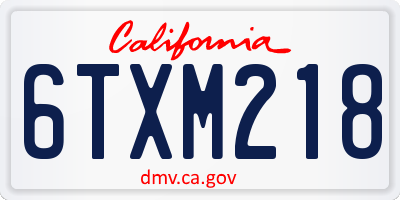 CA license plate 6TXM218