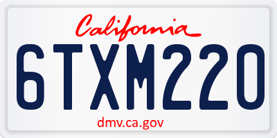 CA license plate 6TXM220