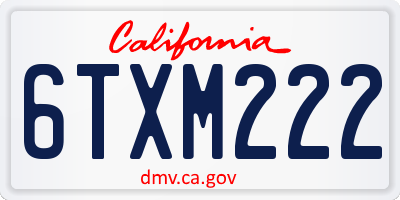 CA license plate 6TXM222