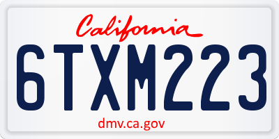 CA license plate 6TXM223