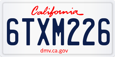 CA license plate 6TXM226