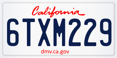 CA license plate 6TXM229