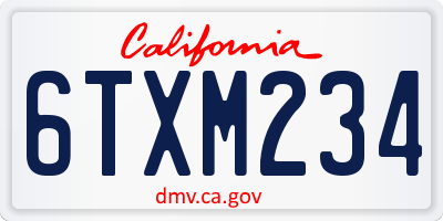 CA license plate 6TXM234
