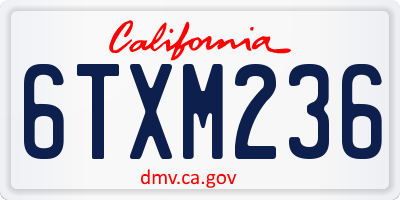 CA license plate 6TXM236