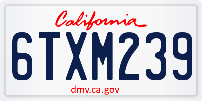 CA license plate 6TXM239