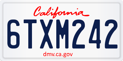 CA license plate 6TXM242