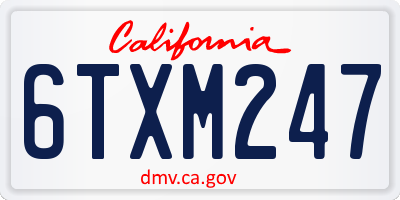 CA license plate 6TXM247