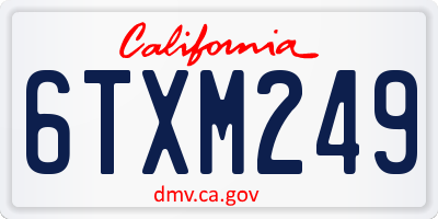 CA license plate 6TXM249