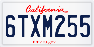 CA license plate 6TXM255