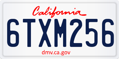 CA license plate 6TXM256