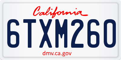 CA license plate 6TXM260