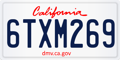 CA license plate 6TXM269