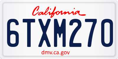 CA license plate 6TXM270