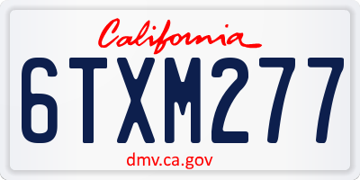 CA license plate 6TXM277